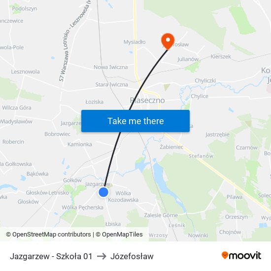 Jazgarzew - Szkoła 01 to Józefosław map