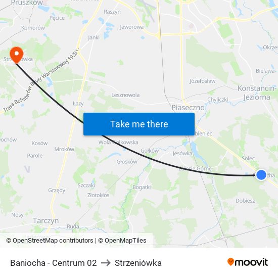 Baniocha - Centrum 02 to Strzeniówka map