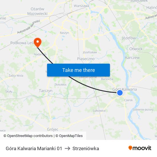 Góra Kalwaria Marianki 01 to Strzeniówka map