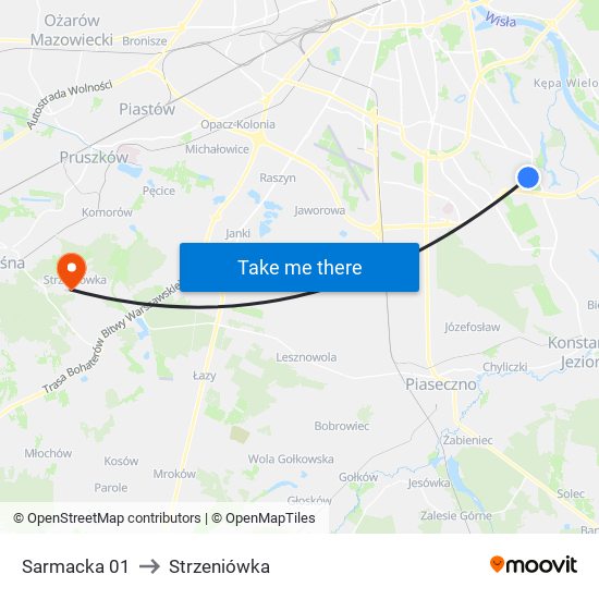 Sarmacka 01 to Strzeniówka map