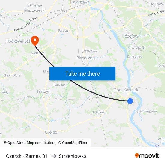 Czersk - Zamek 01 to Strzeniówka map