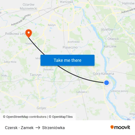 Czersk - Zamek to Strzeniówka map