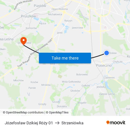 Józefosław Dzikiej Róży 01 to Strzeniówka map