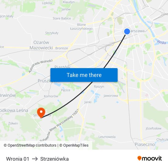 Wronia 01 to Strzeniówka map