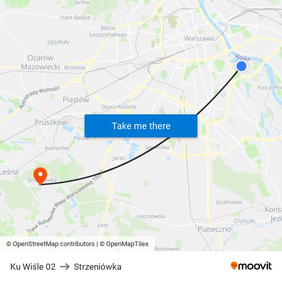 Ku Wiśle 02 to Strzeniówka map