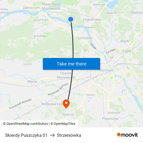 Skierdy Puszczyka to Strzeniówka map