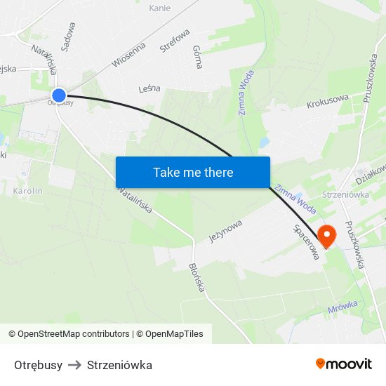 Otrębusy to Strzeniówka map