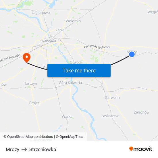 Mrozy to Strzeniówka map