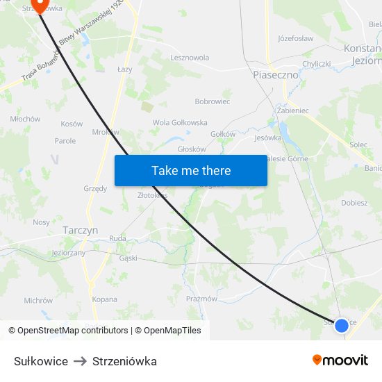 Sułkowice to Strzeniówka map