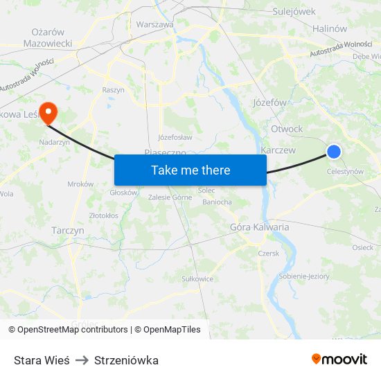 Stara Wieś to Strzeniówka map