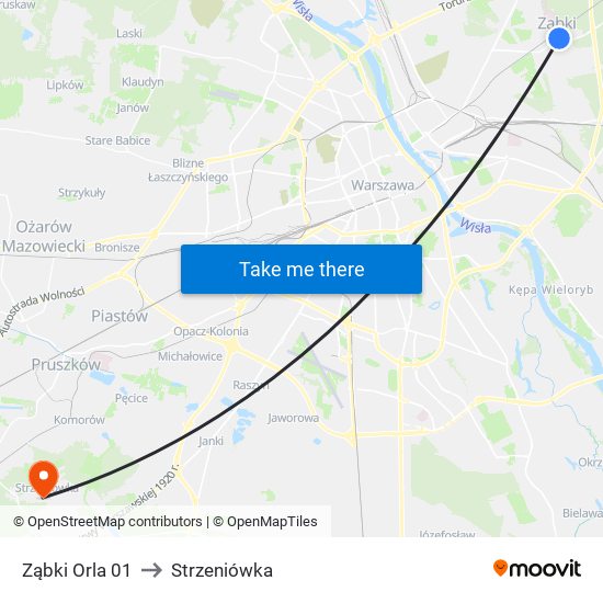 Ząbki Orla 01 to Strzeniówka map