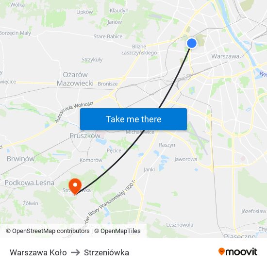 Warszawa Koło to Strzeniówka map