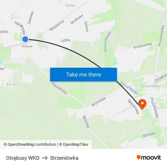 Otrębusy WKD to Strzeniówka map