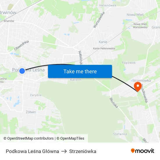 Podkowa Leśna Główna to Strzeniówka map