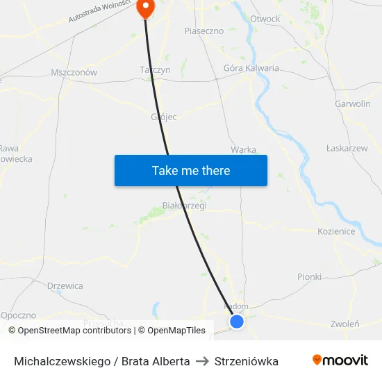 Michalczewskiego / Brata Alberta to Strzeniówka map