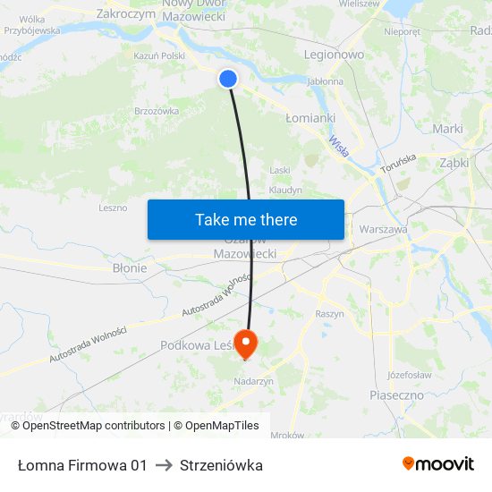 Łomna Firmowa 01 to Strzeniówka map