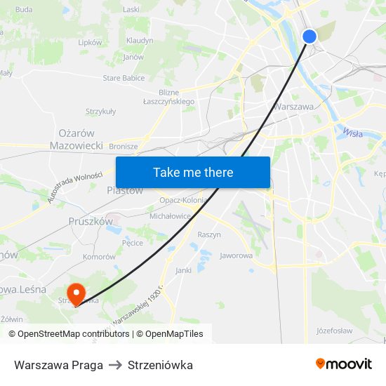 Warszawa Praga to Strzeniówka map