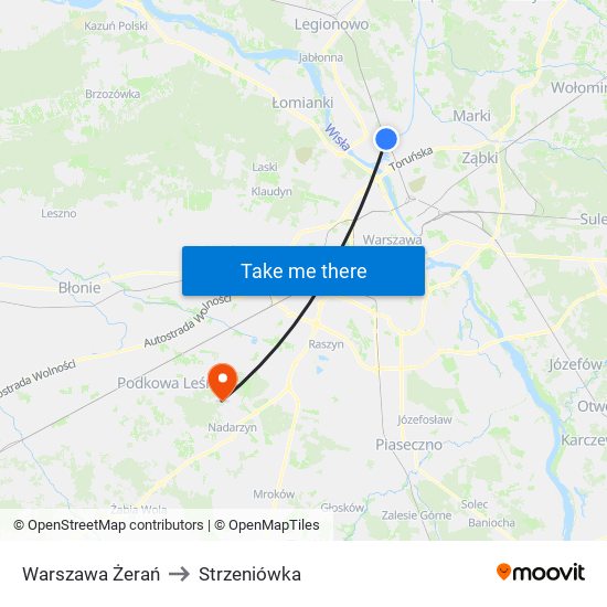 Warszawa Żerań to Strzeniówka map