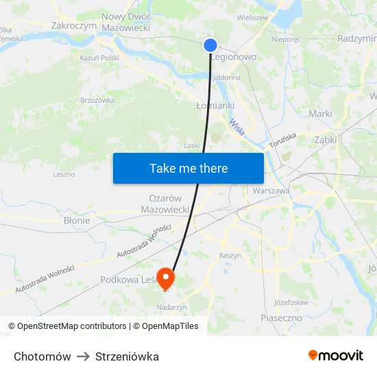 Chotomów to Strzeniówka map