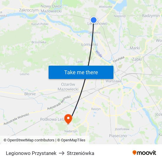 Legionowo Przystanek to Strzeniówka map