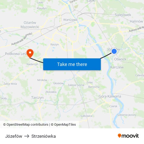 Józefów to Strzeniówka map