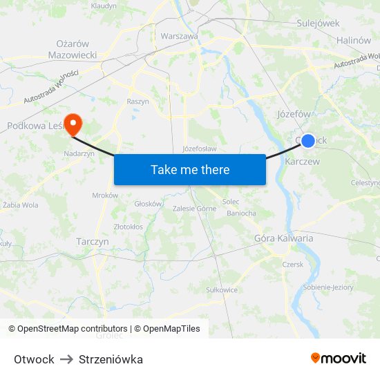 Otwock to Strzeniówka map