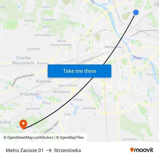 Metro Zacisze to Strzeniówka map