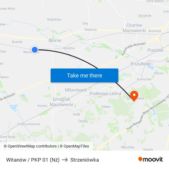 Witanów / PKP 01 (Nż) to Strzeniówka map