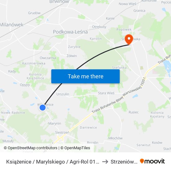 Książenice / Marylskiego / Agri-Rol 01 (Nż) to Strzeniówka map