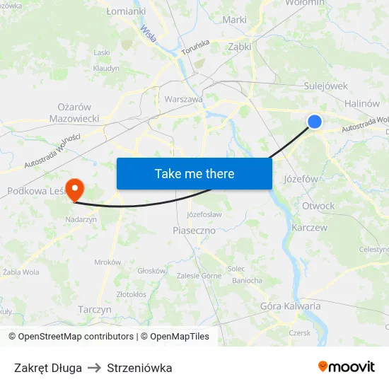 Zakręt Długa to Strzeniówka map