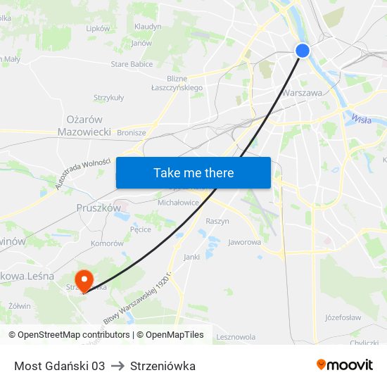 Most Gdański 03 to Strzeniówka map