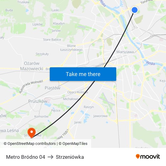 Metro Bródno 04 to Strzeniówka map