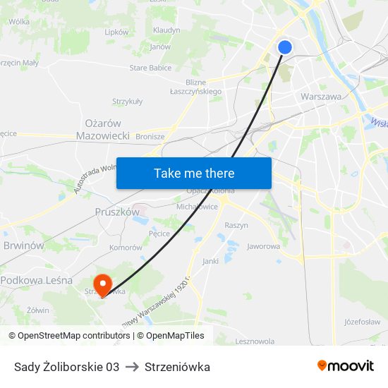 Sady Żoliborskie 03 to Strzeniówka map