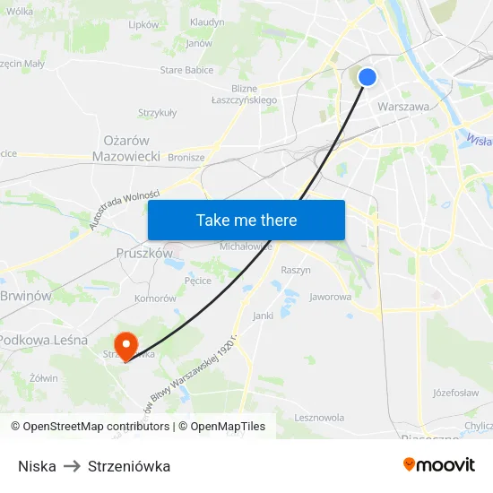 Niska to Strzeniówka map