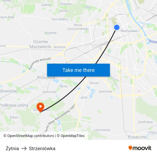 Żytnia to Strzeniówka map