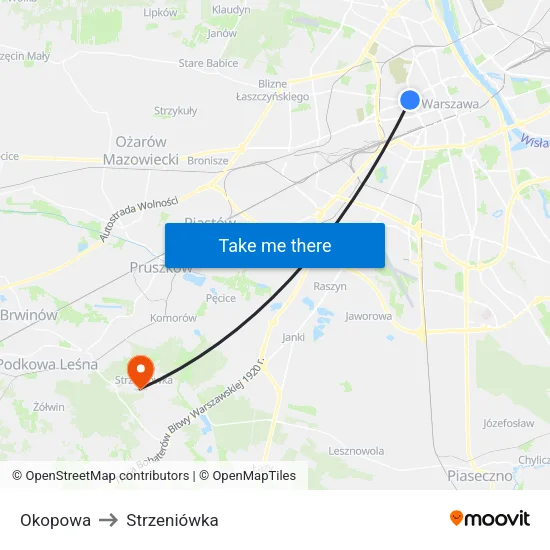 Okopowa to Strzeniówka map