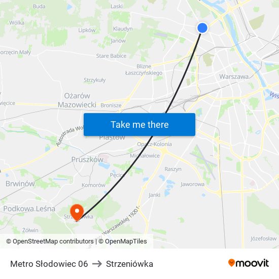 Metro Słodowiec 06 to Strzeniówka map