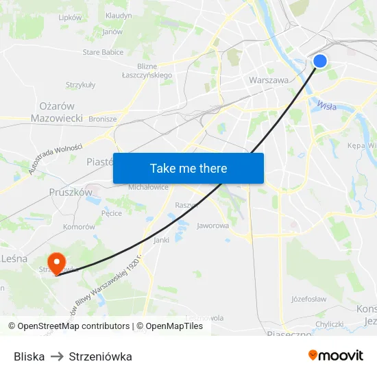 Bliska to Strzeniówka map