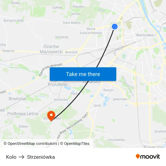 Koło to Strzeniówka map