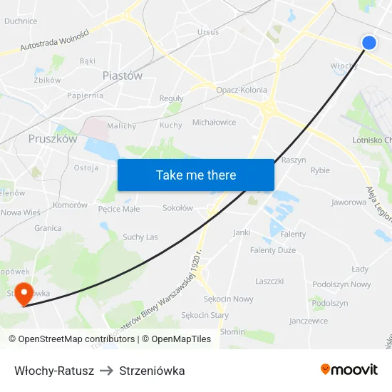 Włochy - Ratusz to Strzeniówka map