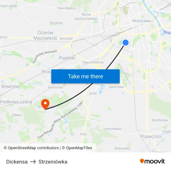 Dickensa to Strzeniówka map