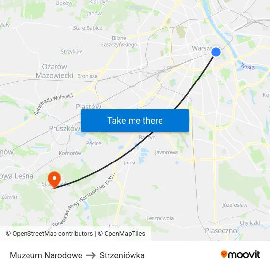 Muzeum Narodowe to Strzeniówka map
