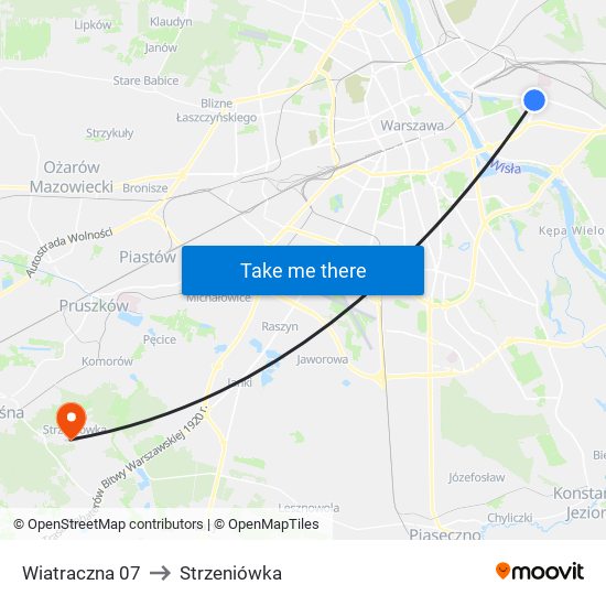 Wiatraczna 07 to Strzeniówka map