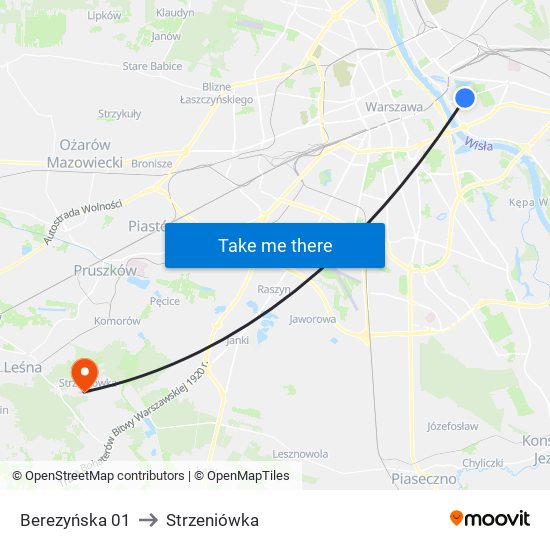 Berezyńska 01 to Strzeniówka map