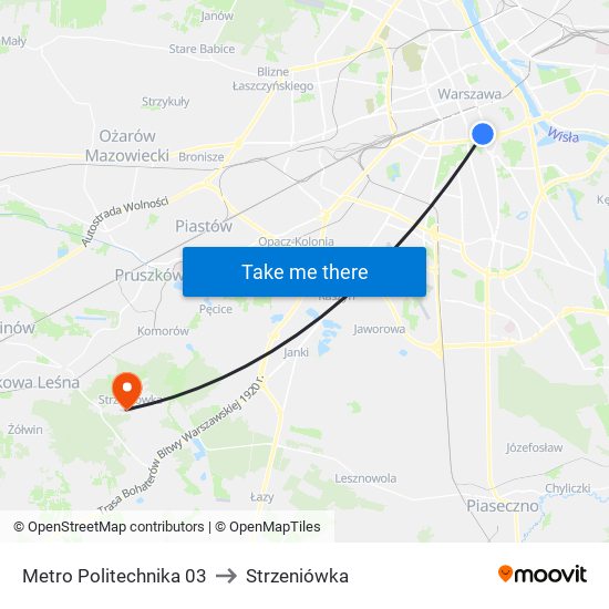 Metro Politechnika 03 to Strzeniówka map