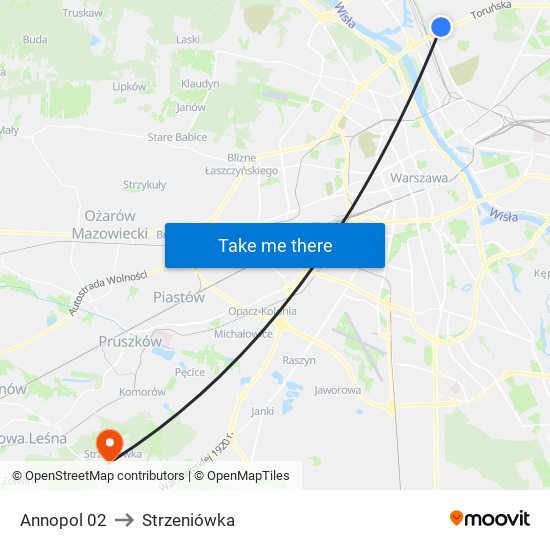 Annopol to Strzeniówka map