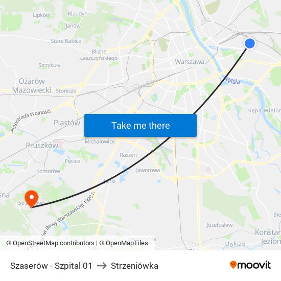 Szaserów-Szpital to Strzeniówka map