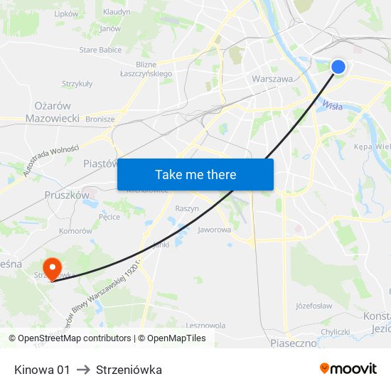 Kinowa 01 to Strzeniówka map