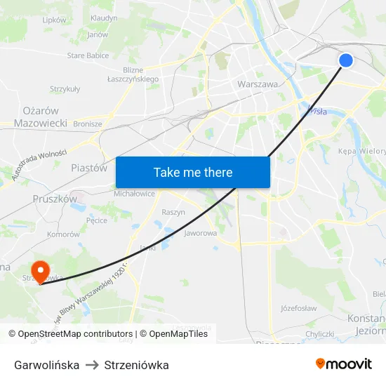 Garwolińska to Strzeniówka map