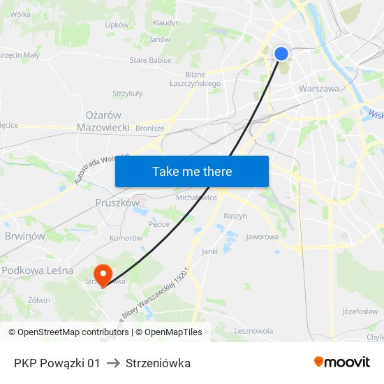 PKP Powązki to Strzeniówka map